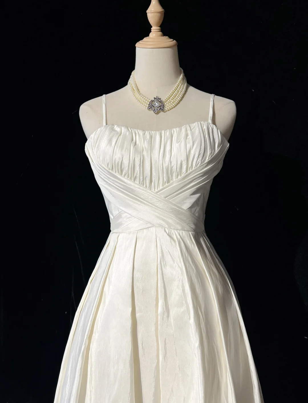 Vestido de novia único con tirantes finos, estilo años 90, blanco, estilo vintage, DH1261