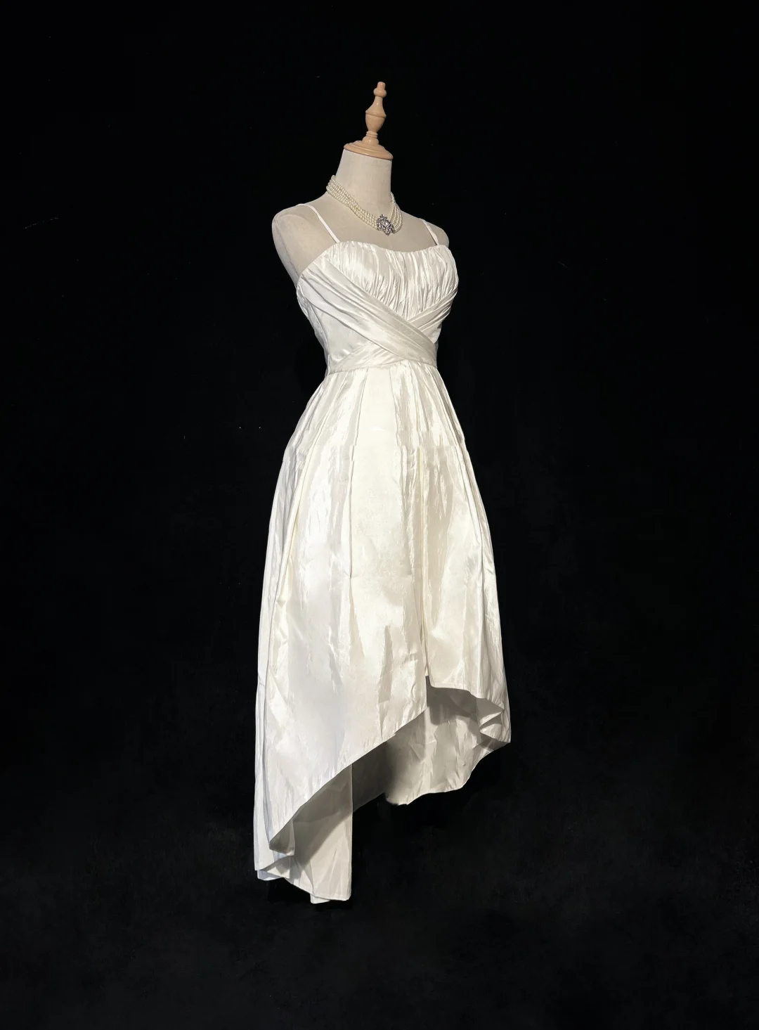 Vestido de novia único con tirantes finos, estilo años 90, blanco, estilo vintage, DH1261