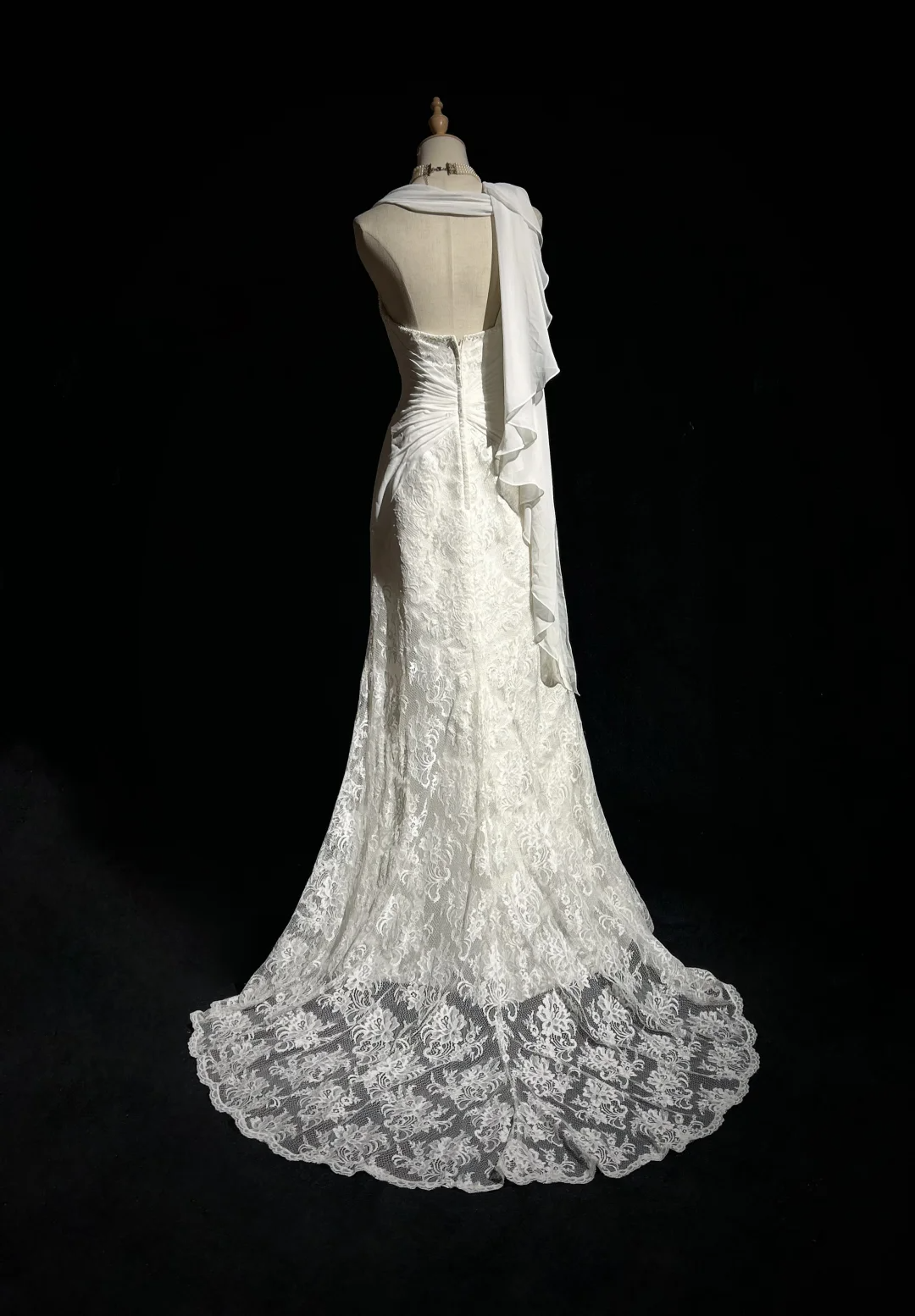 Vestido de novia único de corte sirena, de un solo hombro, de gasa blanca, con encaje y cuentas, estilo años 90, estilo vintage, DH1264