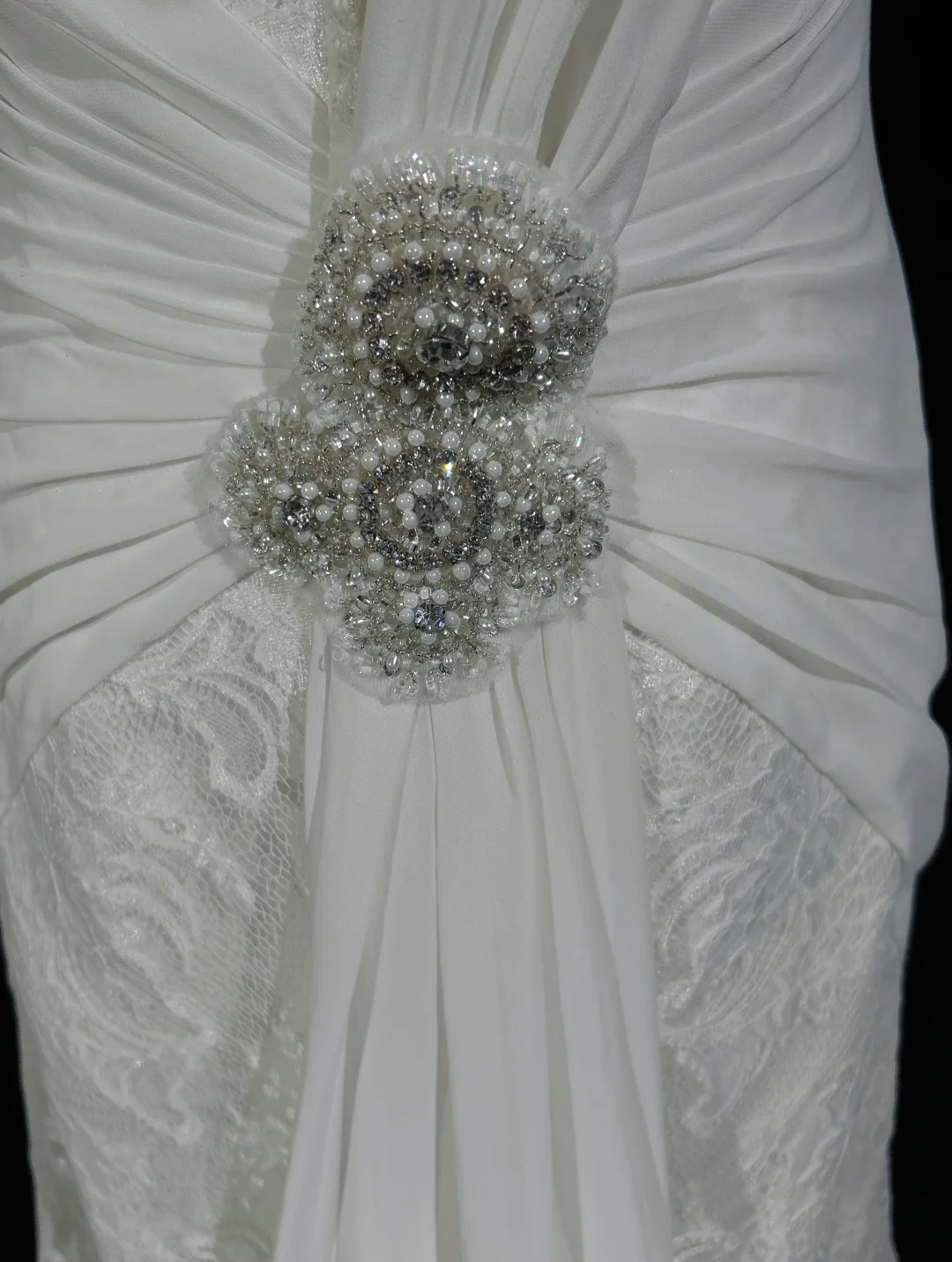 Vestido de novia único de corte sirena, de un solo hombro, de gasa blanca, con encaje y cuentas, estilo años 90, estilo vintage, DH1264