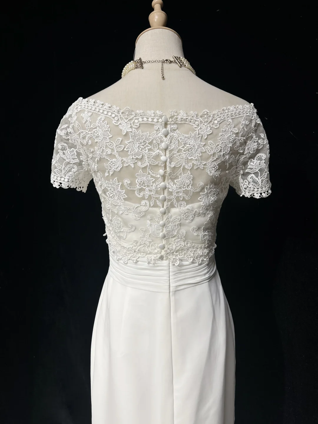 Vestido de novia único de corte sirena, sin tirantes, de gasa, con mangas cortas blancas y chaqueta de encaje, estilo vintage de los años 80, DH1265