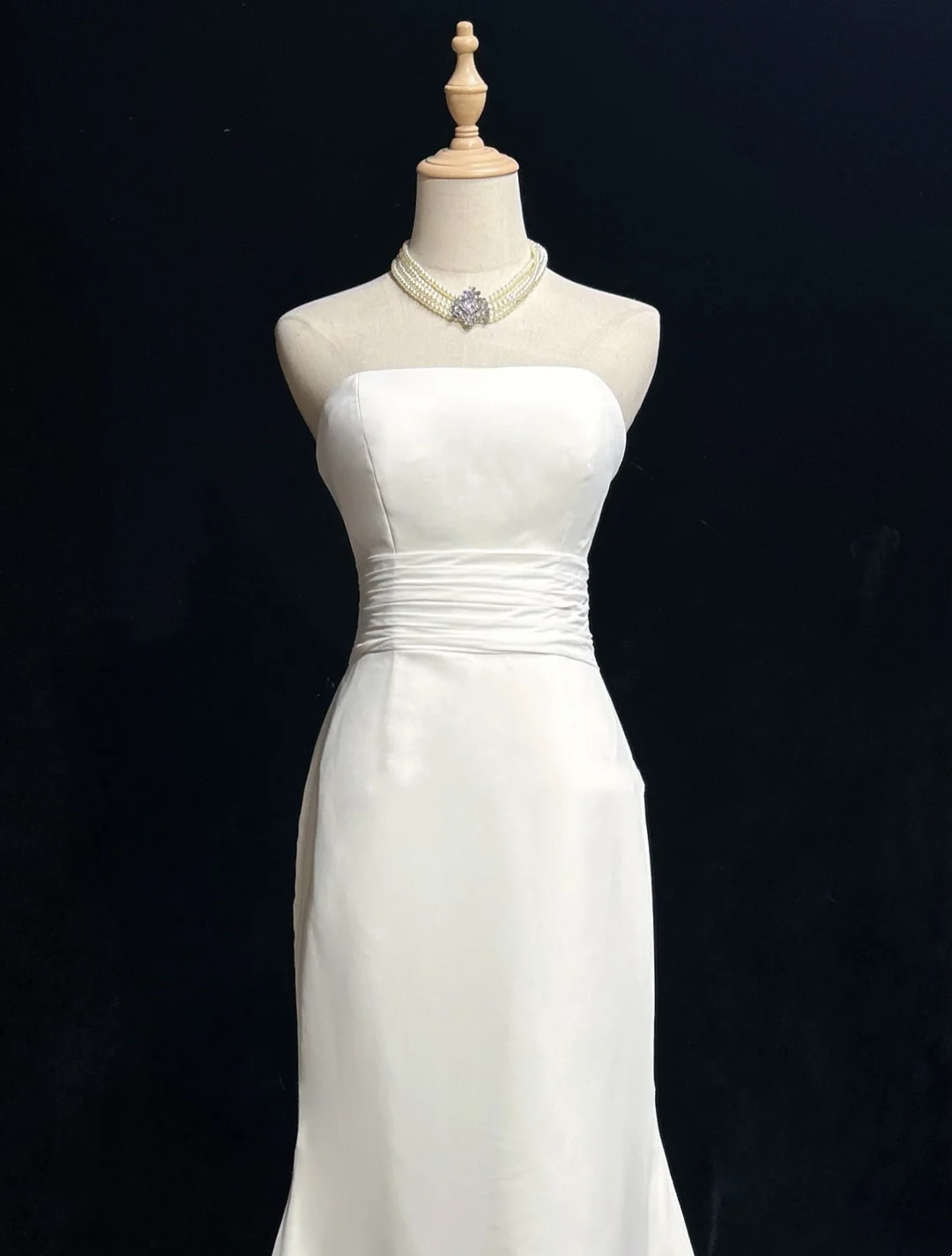 Vestido de novia único de corte sirena, sin tirantes, de gasa, con mangas cortas blancas y chaqueta de encaje, estilo vintage de los años 80, DH1265