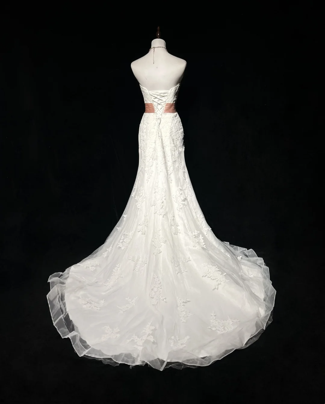 Vestido de novia clásico de sirena, sin tirantes, blanco, con encaje, largo, años 70, vestido de novia vintage, DH1267