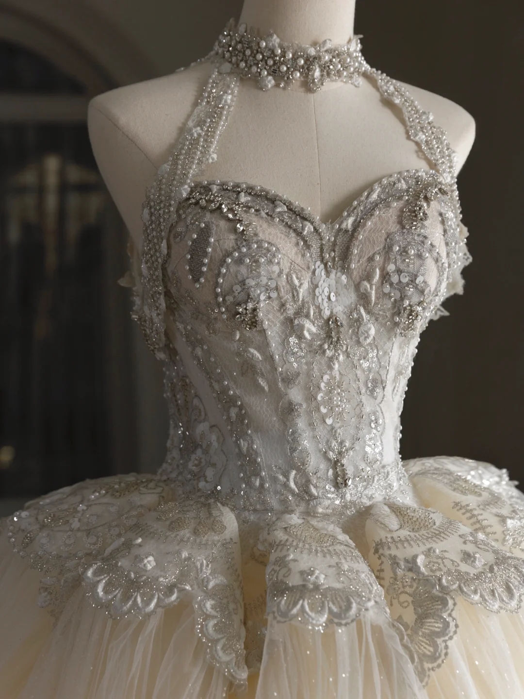Vestido de novia princesa, vestido de baile, escote corazón, tul, cuentas, manga corta, modesto, DH1295
