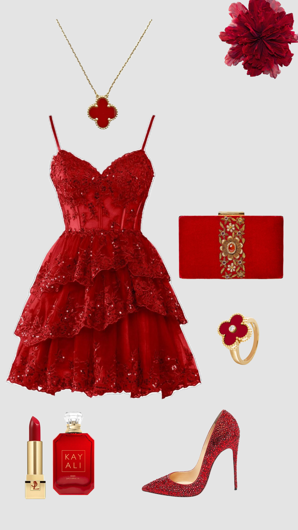 Vestido corto de fiesta de graduación con tirantes finos, corte A, encaje rojo, estilo mini, para séptimo grado, para escuela secundaria, Hoco Outfits DH1371