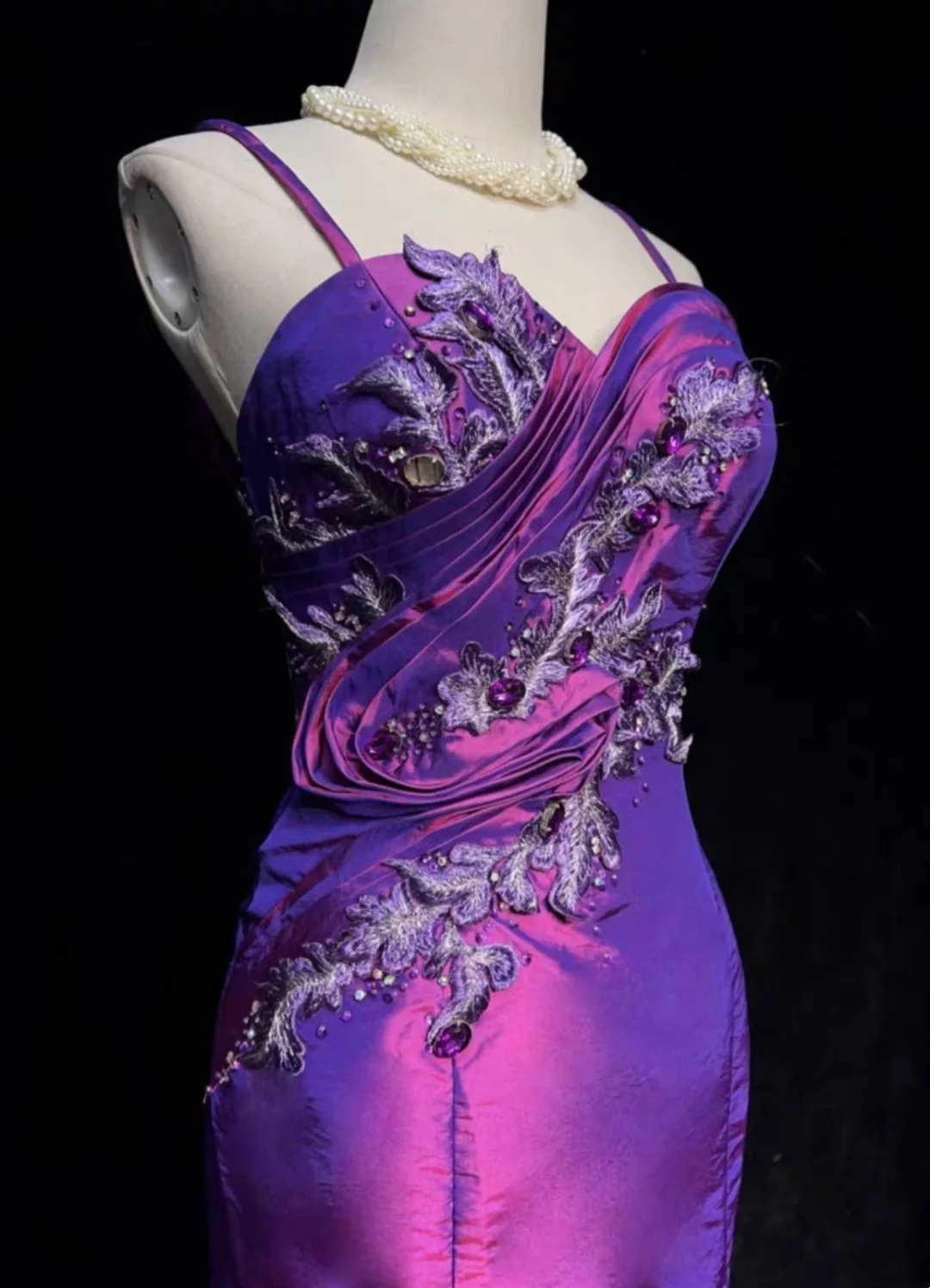 Vestidos de fiesta de sirena con tirantes finos, color uva, hasta la rodilla, para octavo grado, cóctel, escuela secundaria, DH1464