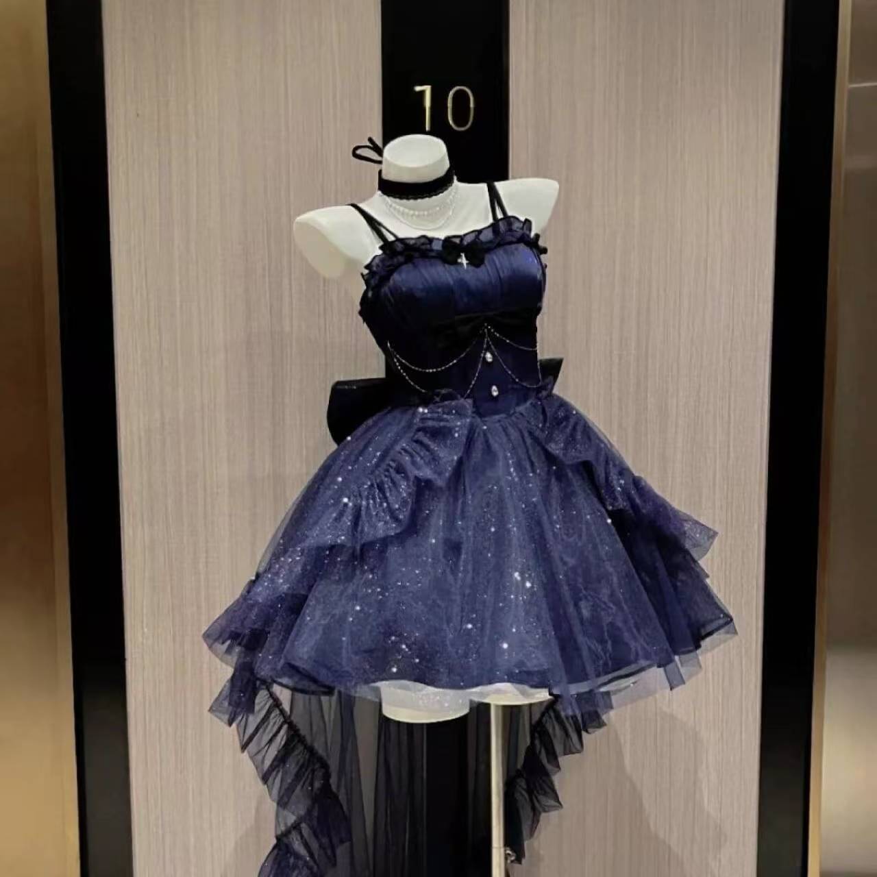 Sweet High Low Spaghetti Straps Tulle Navy Blue Gotica Formal 8th Grade Homecoming Dresses Middle School Lolita Dress Hoco Outfits Lolita Outfits DH1636