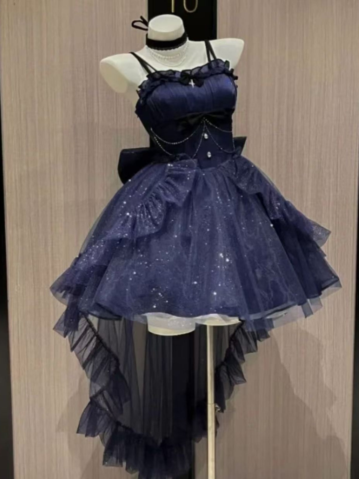Sweet French Style Ladies Fairy Spaghetti Straps Tulle Navy Blue Gotica Formal 8th Grade Homecoming Dresses Middle School Lolita Dress Hoco Outfits Lolita Outfits DH1650