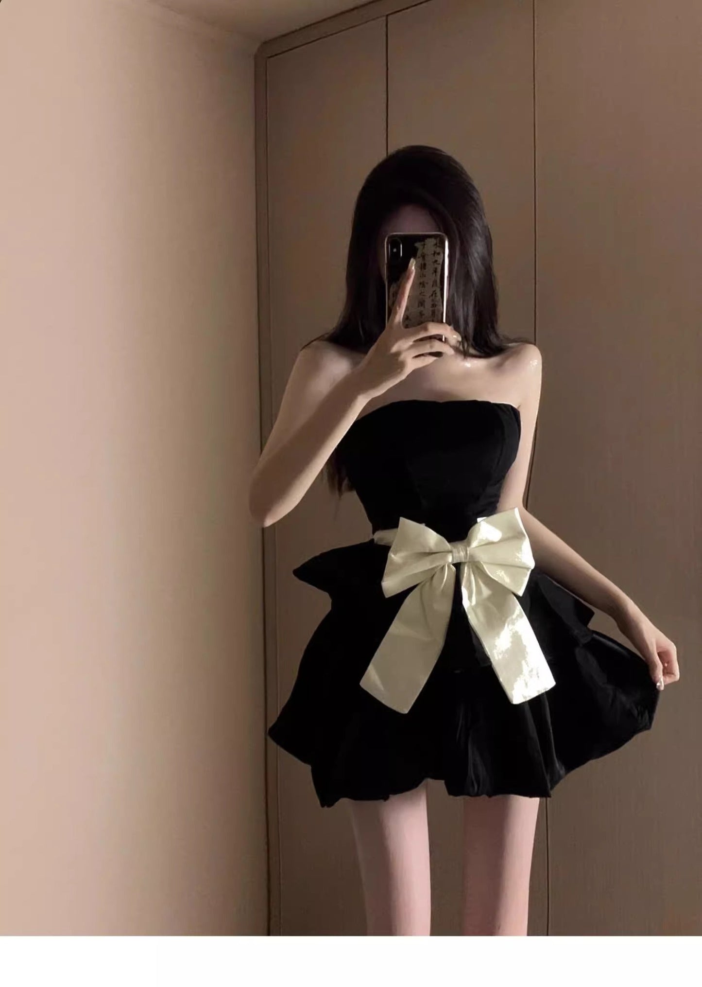 Vestido de fiesta elegante, sin tirantes, negro, corto, mini, formal, para octavo grado, de regreso a casa, de secundaria, para el 21.º cumpleaños, DH1799