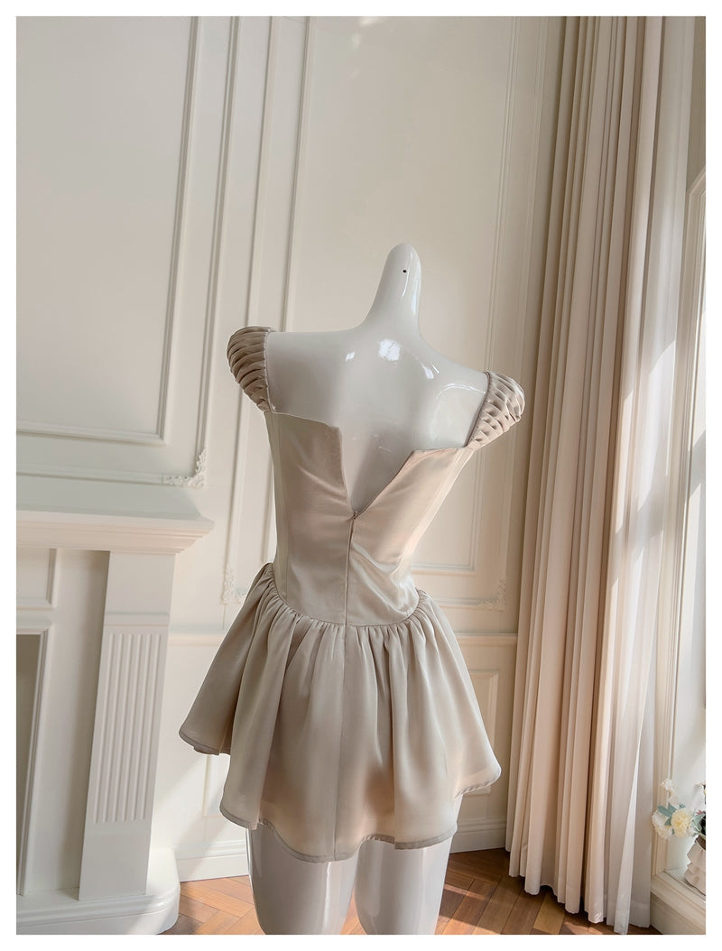Simple A Line Square Champagne Chiffon Short Mini Formal 8th Grade Homecoming Dresses High School Hoco Court Dress Graduation Dress Cocktail Outfits DH1902