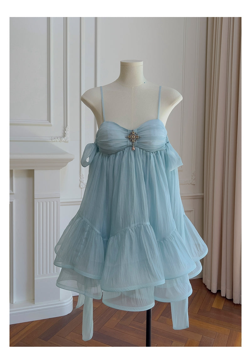 Simple A Line Spaghetti Straps Blue Open Backs Grad Dress Inspo Short Mini Formal 8th Grade Homecoming Dresses High School Hoco Court Dress Graduation Dress Hoco Outfits DH1905