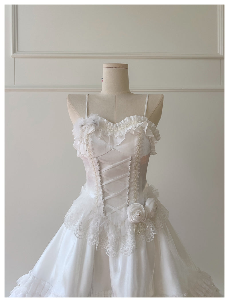Pretty Ball Gown Spaghetti Straps Corset Back White Grad Dress Inspo Short Mini Formal 8th Grade Homecoming Dresses High School Hoco Court Dress Graduation Dress Hoco Outfits DH1912
