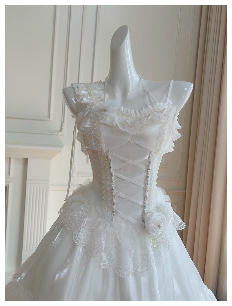 Pretty Ball Gown Spaghetti Straps Corset Back White Grad Dress Inspo Short Mini Formal 8th Grade Homecoming Dresses High School Hoco Court Dress Graduation Dress Hoco Outfits DH1912