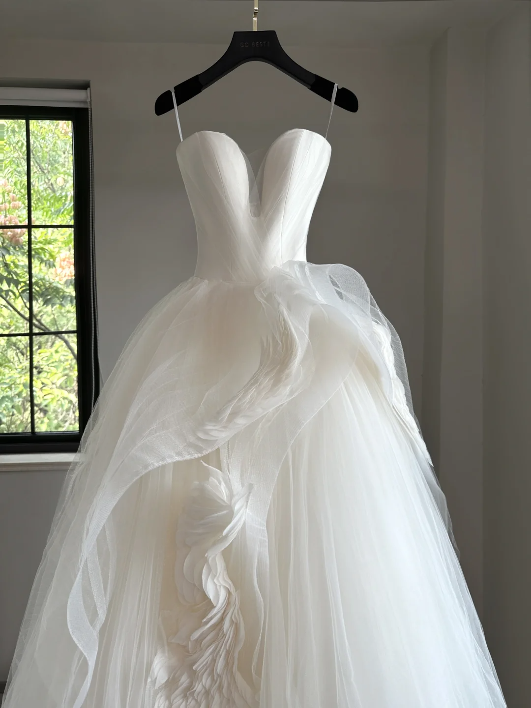 Vestido de novia etéreo, corte corazón, tul blanco, sin mangas, largo y sencillo, DH2052