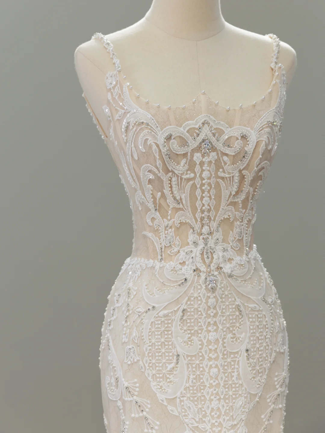 Vestido de novia de ensueño, corte sirena, escote cuadrado, encaje, tul, manga larga, modesto, DH2067