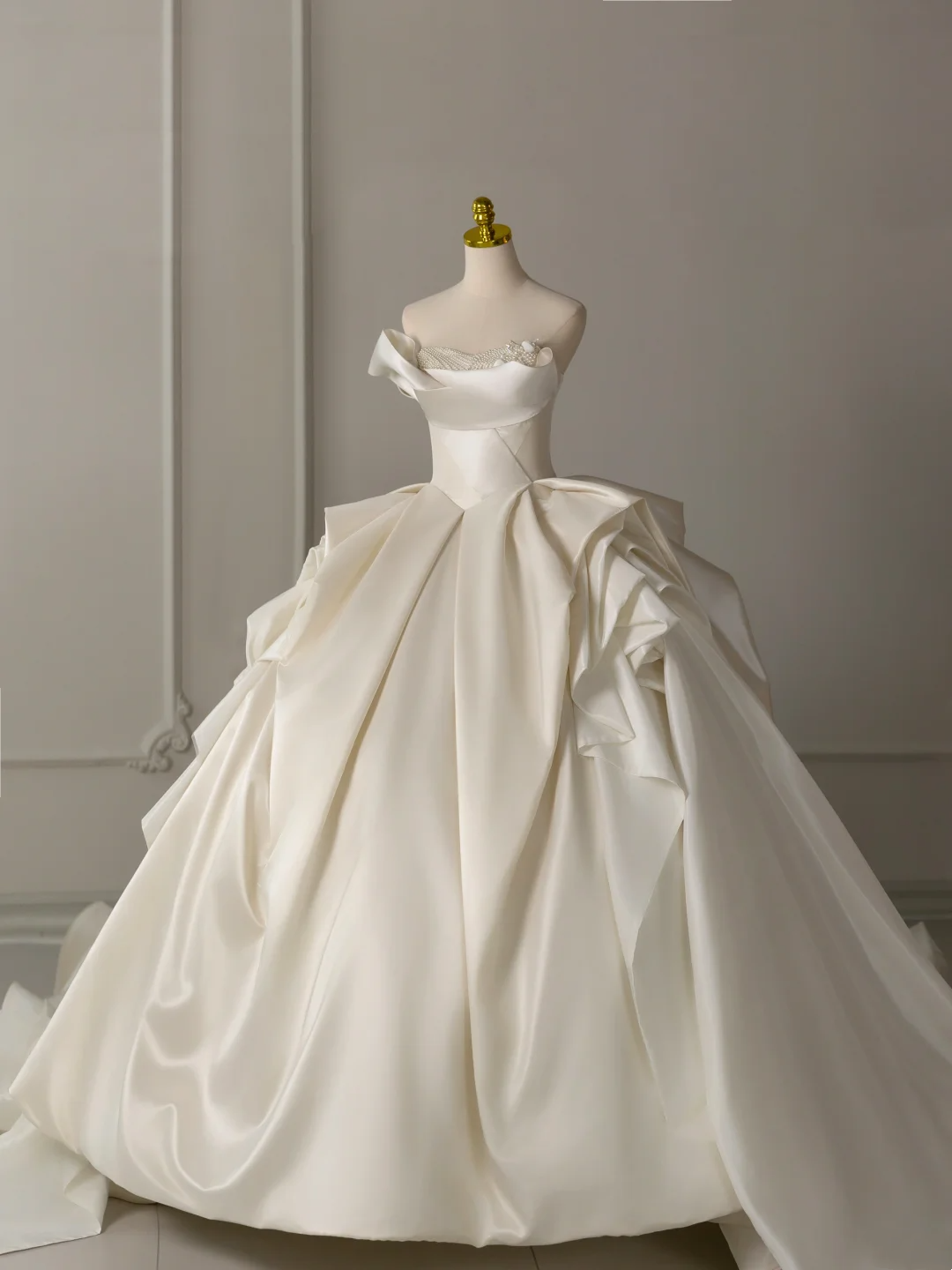 Vestido de novia atemporal, vestido de fiesta, escote corazón, satén blanco, vestido de novia largo, vestidos de novia largos, vestidos de novia modestos DH2075