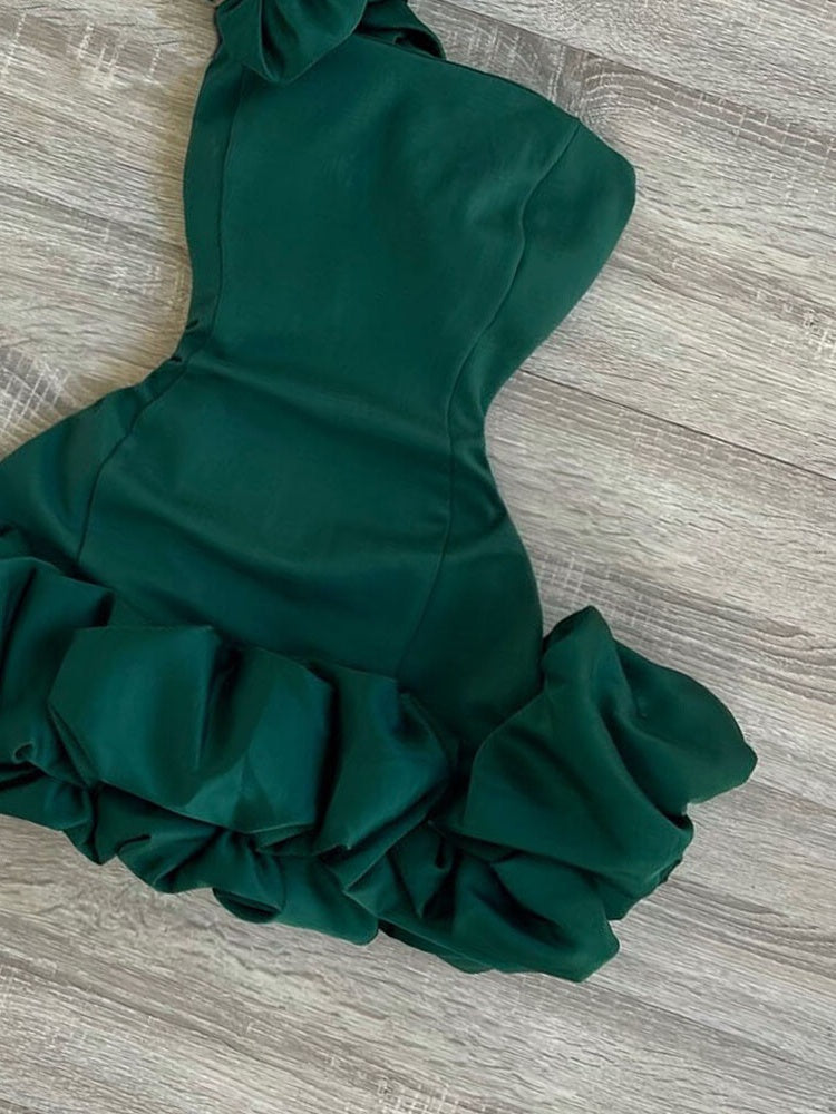 Sexy Sheath One Shoulder Green Satin Formal 8th Grade Homecoming Dresses Middle School Short Birthday Gowns Graduation Dress Hoco Outfits DH2091
