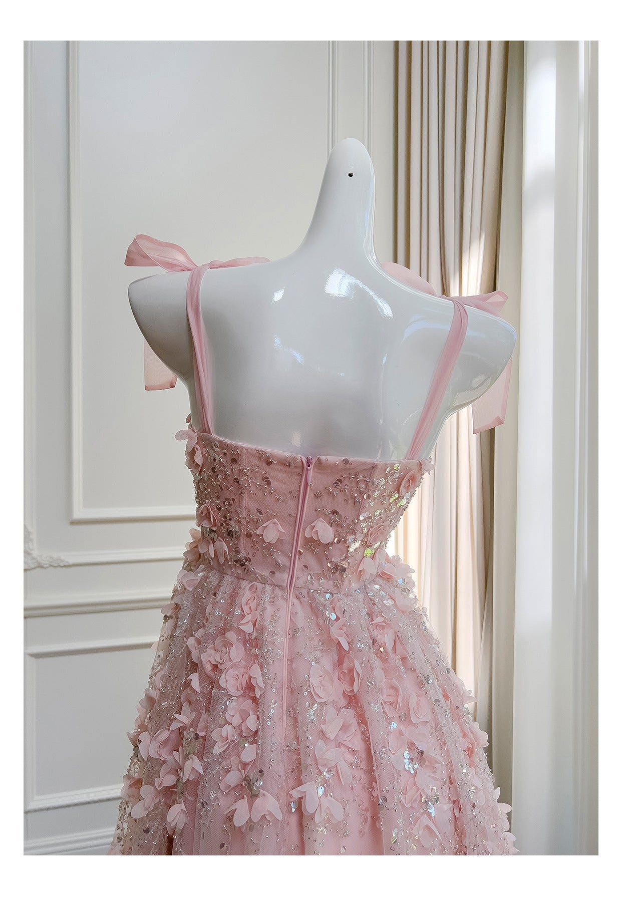 Modest A Line Spaghetti Straps Pink Sequin Formal 8th Grade Homecoming Dresses Middle School Short Birthday Gowns Graduation Dress Hoco Outfits DH2104