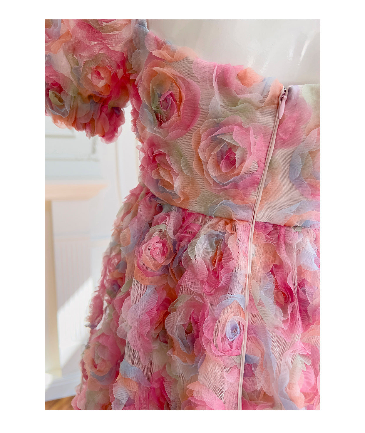 Vestido de fiesta único con escote cuadrado, floral, rosa, corto, formal, para octavo grado, vestido de cóctel corto para secundaria, trajes Hoco DH2115