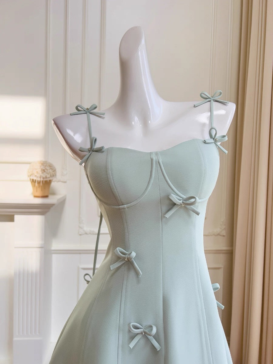 Vestido corto de fiesta con tirantes finos, corte A, color verde menta, para graduación, para estudiantes de secundaria, para 17.º cumpleaños, DH2187