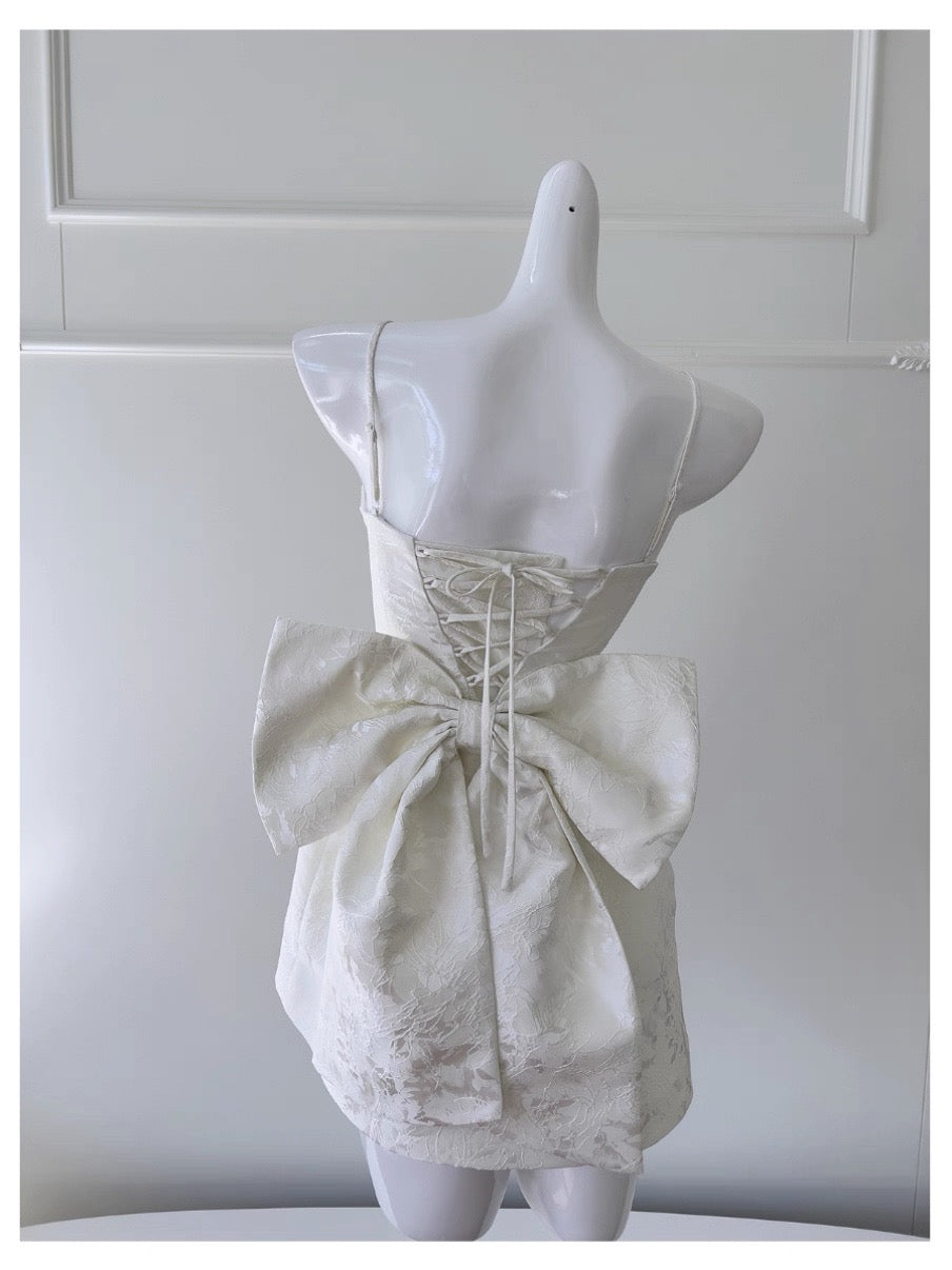 Vestido corto de fiesta con tirantes finos, corte A, estampado floral blanco, para cóctel, graduación, Hoco Dress DH2196