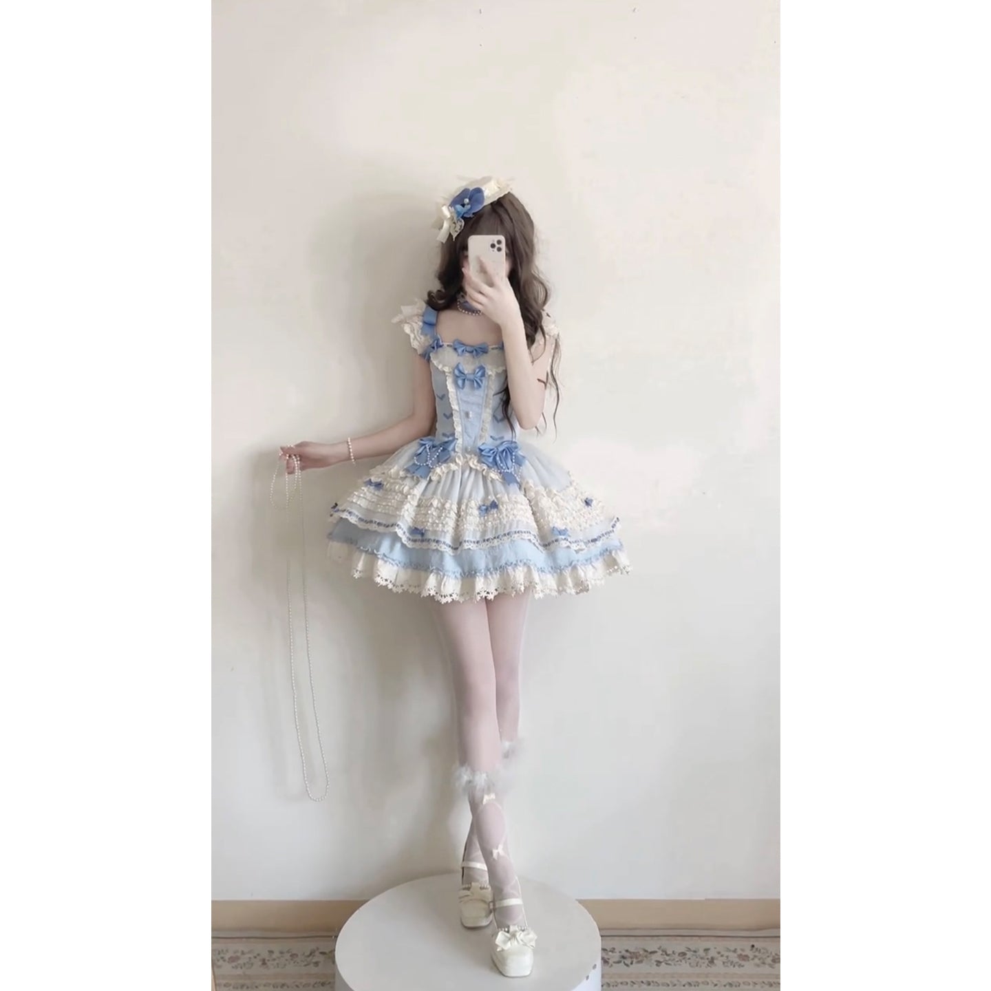 Vestido de fiesta vintage con escote cuadrado y encaje azul para verano, vestido de lolita para 16 cumpleaños, minivestido de lolita para 18 cumpleaños, traje corto de lolita DH2408