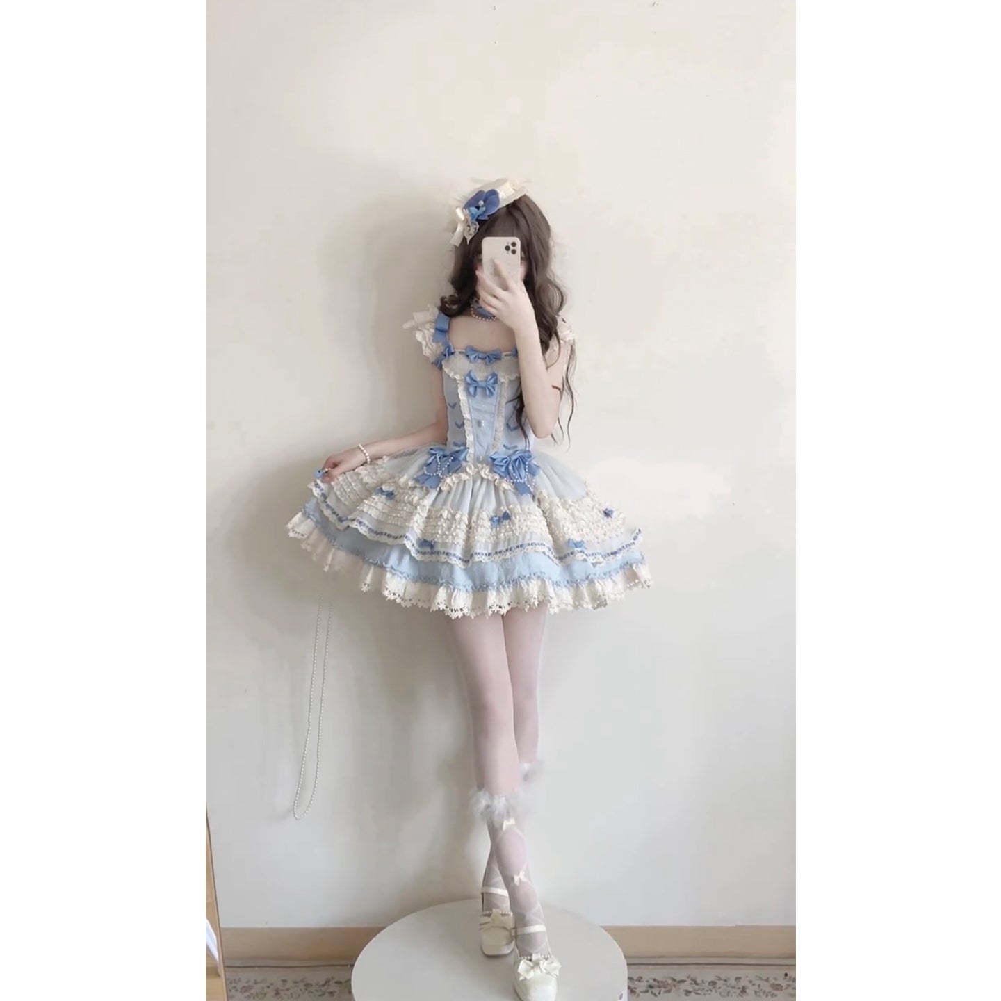 Vestido de fiesta vintage con escote cuadrado y encaje azul para verano, vestido de lolita para 16 cumpleaños, minivestido de lolita para 18 cumpleaños, traje corto de lolita DH2408