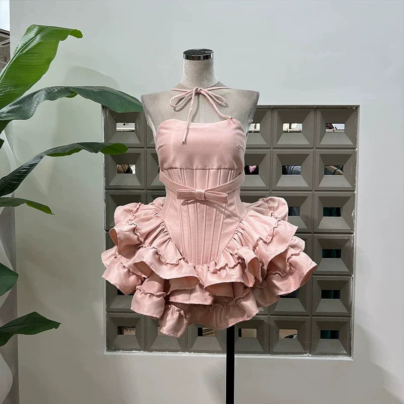 Vestido de fiesta modesto sin tirantes, de satén rosa, corto, formal, para regreso a casa, para estudiantes de secundaria, para cumpleaños número 20, vestido de graduación, vestido de cóctel DH2460