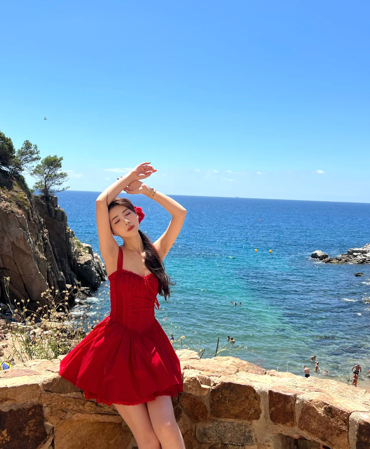 Simple A line Square Neck Red Short Homecoming Dress Summer Hoco Dresses Mini Cocktail Dress DH2469