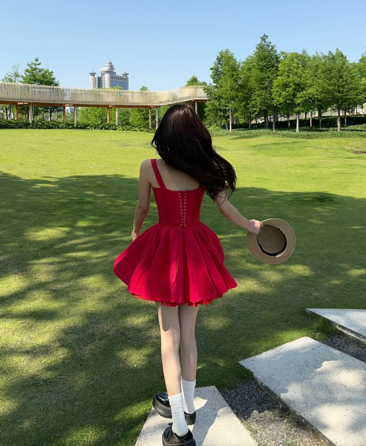Simple A line Square Neck Red Short Homecoming Dress Summer Hoco Dresses Mini Cocktail Dress DH2469