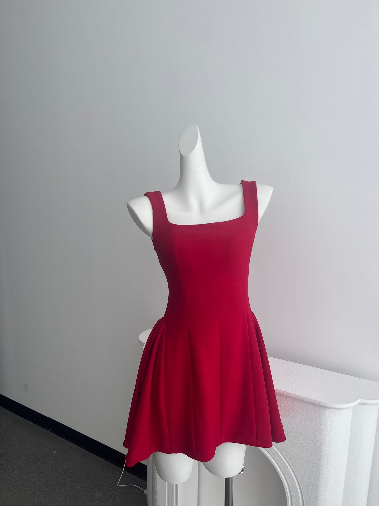 Vestido de fiesta corto rojo con escote cuadrado y corte en A, estilo minivestido de cóctel de verano DH2471