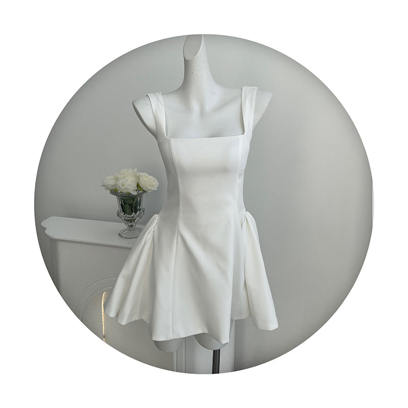 Simple A line Square Neck Black Short Homecoming Dress Summer Hoco Dresses Mini Cocktail Dress DH2472