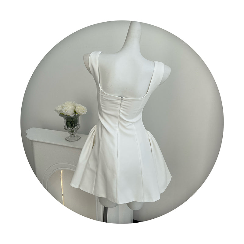 Simple A line Square Neck Black Short Homecoming Dress Summer Hoco Dresses Mini Cocktail Dress DH2472