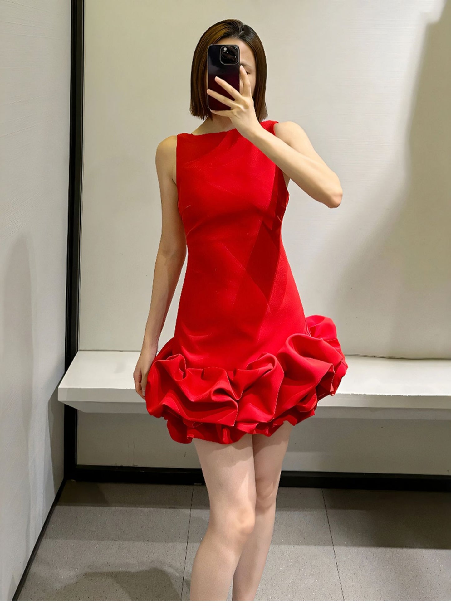Sexy Sheath Scoop Neck Red Satin Short Homecoming Dress Summer Hoco Dresses Mini Cocktail Dress DH2533