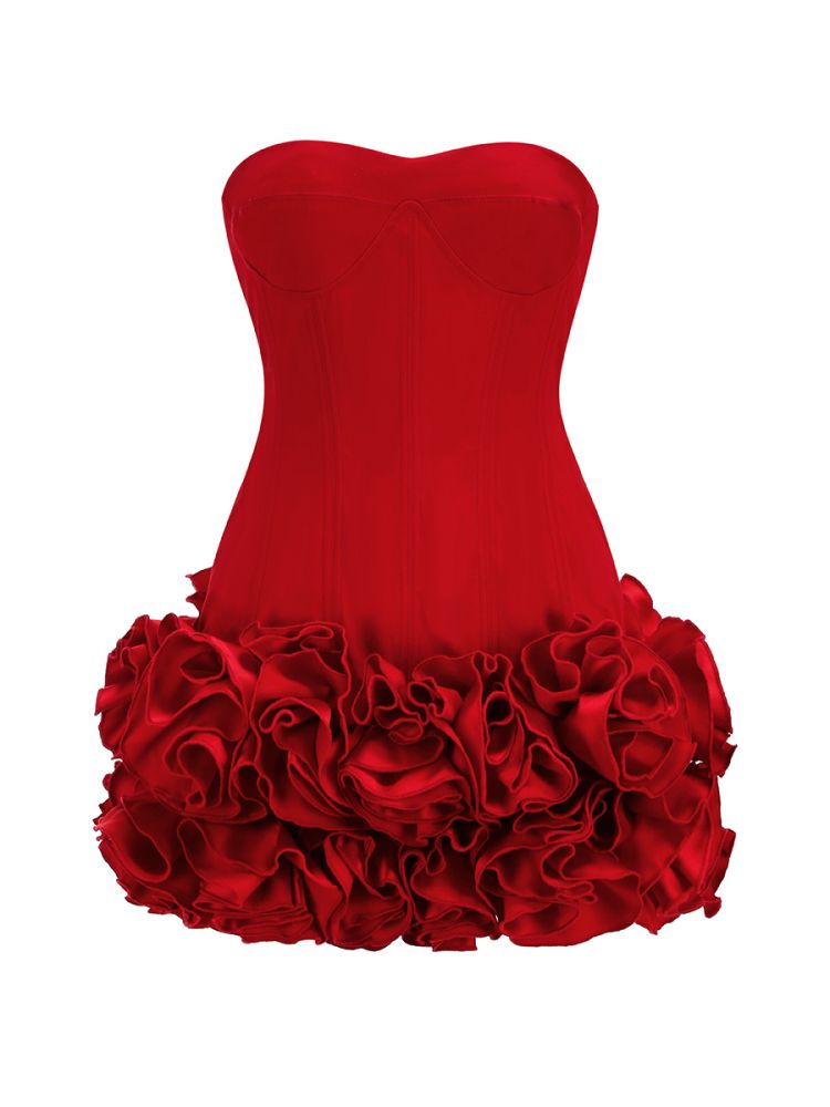 Sexy Sheath Strapless Red Satin Formal Homecoming Dresses 18th Birthday Outfits Graduation Dress Short Mini Hoco Dresses DH2550