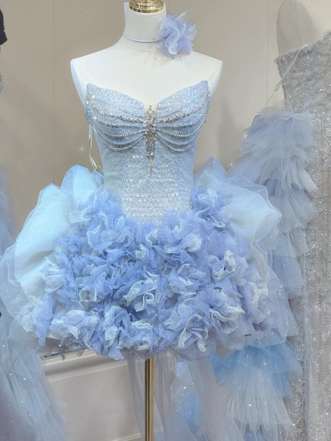 Vestido de fiesta corto de tul azul cielo claro con escote corazón, minivestido formal para octavo grado, vestido de cóctel para secundaria, trajes Hoco DH2558