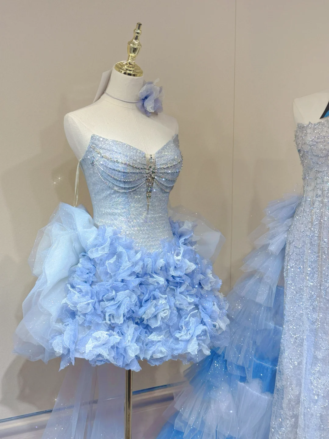 Vestido de fiesta corto de tul azul cielo claro con escote corazón, minivestido formal para octavo grado, vestido de cóctel para secundaria, trajes Hoco DH2558