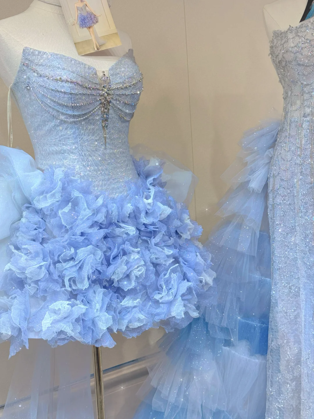 Vestido de fiesta corto de tul azul cielo claro con escote corazón, minivestido formal para octavo grado, vestido de cóctel para secundaria, trajes Hoco DH2558