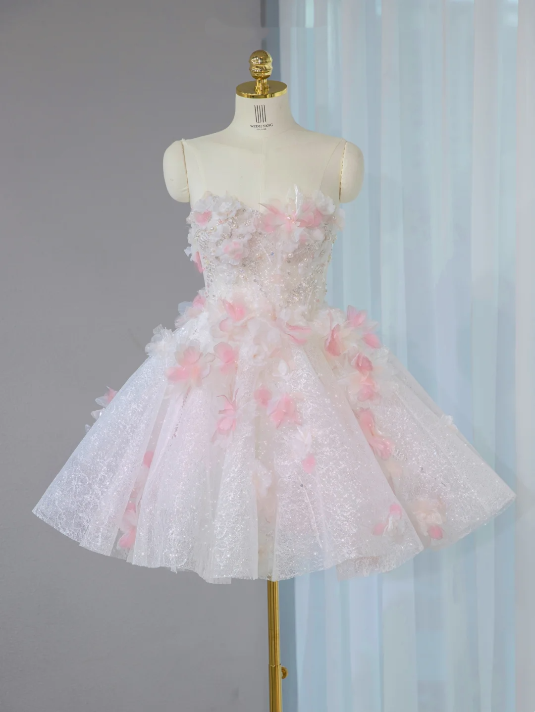 Vestido de princesa con escote corazón de tul rosa claro, corto, mini, formal, para regreso a casa de octavo grado, vestido de cóctel para secundaria, trajes Hoco DH2563