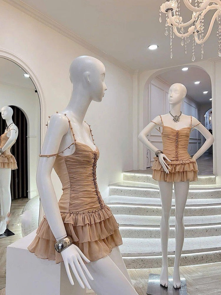 Vestido corto de gasa blanca con tirantes finos para fiesta de 8.º grado, vestido de cóctel para secundaria, DH2625