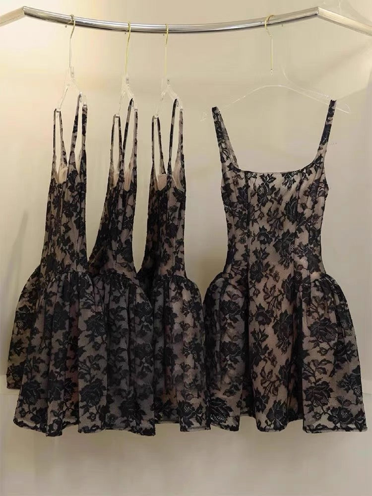 Vestido de fiesta cuadrado, negro, corto, de encaje, para 8.º grado, de cóctel, para escuela secundaria, DH2638