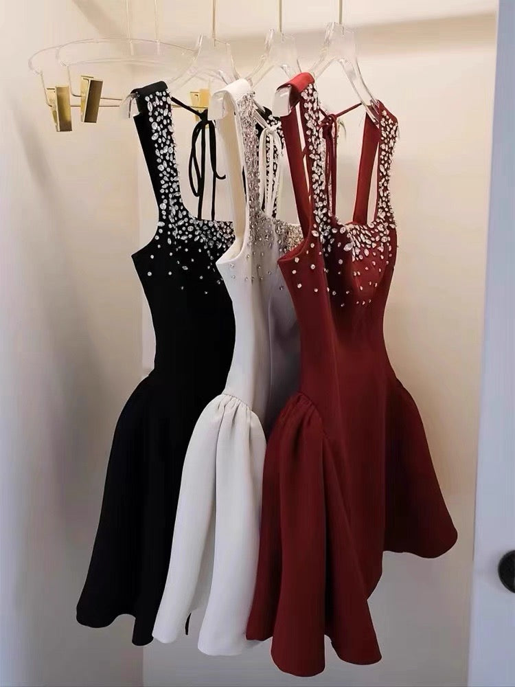 Vestido de fiesta cuadrado, corto y negro, para fiesta de 8.º grado, cóctel, escuela secundaria, DH2641