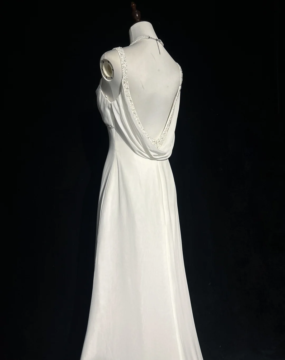 Vestido de novia vintage de corte sirena con tirantes finos, espalda descubierta, de gasa blanca, largo, estilo retro, modesto, DH2669