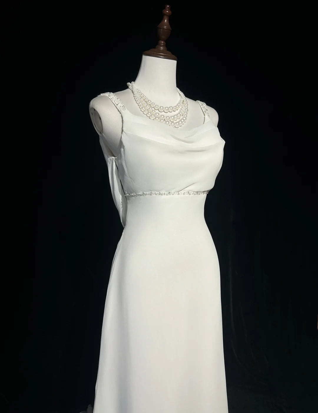 Vestido de novia vintage de corte sirena con tirantes finos, espalda descubierta, de gasa blanca, largo, estilo retro, modesto, DH2669