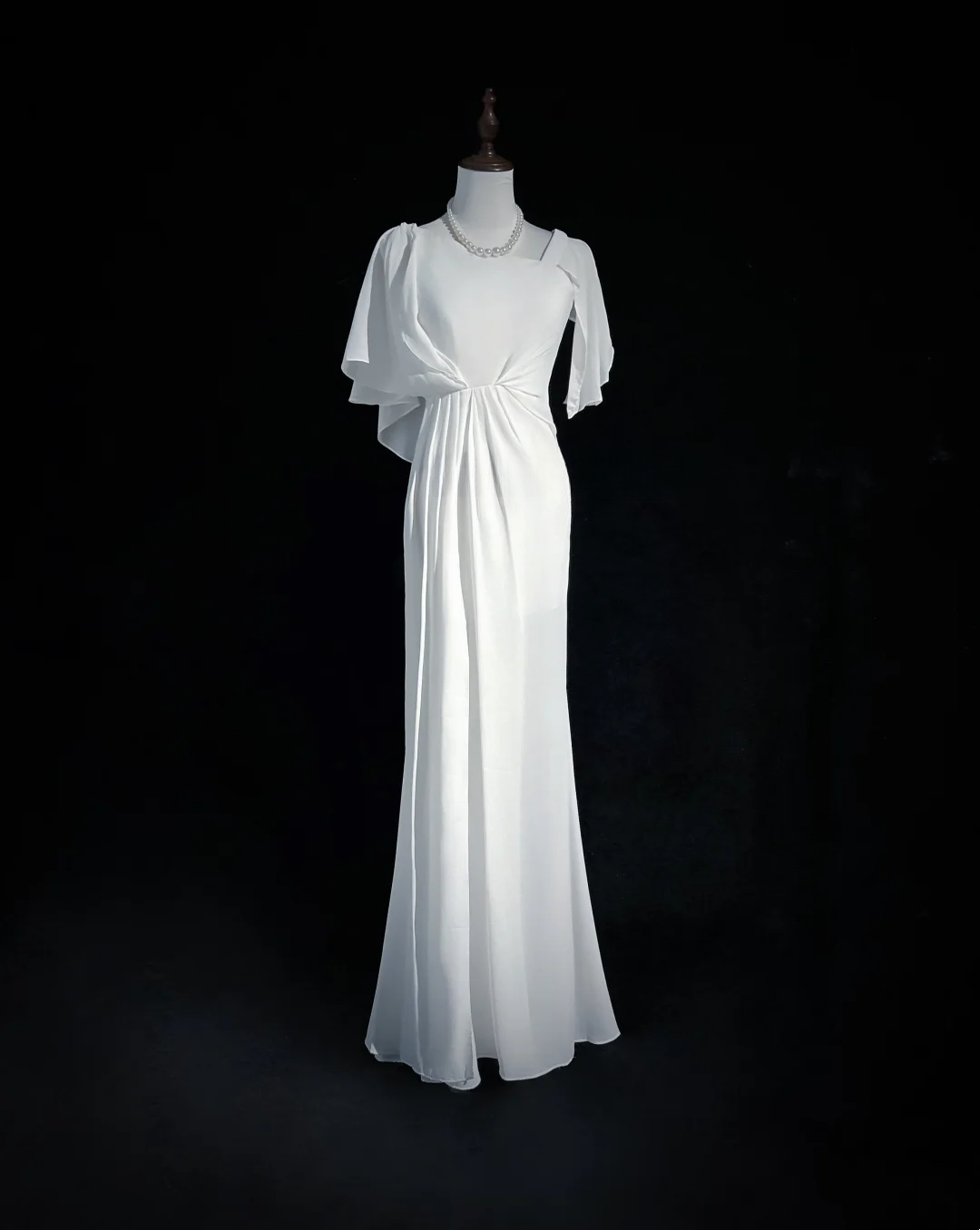 Vestido de novia vintage de corte sirena, escote cuadrado, de gasa blanca, largo, estilo retro, modesto, DH2674