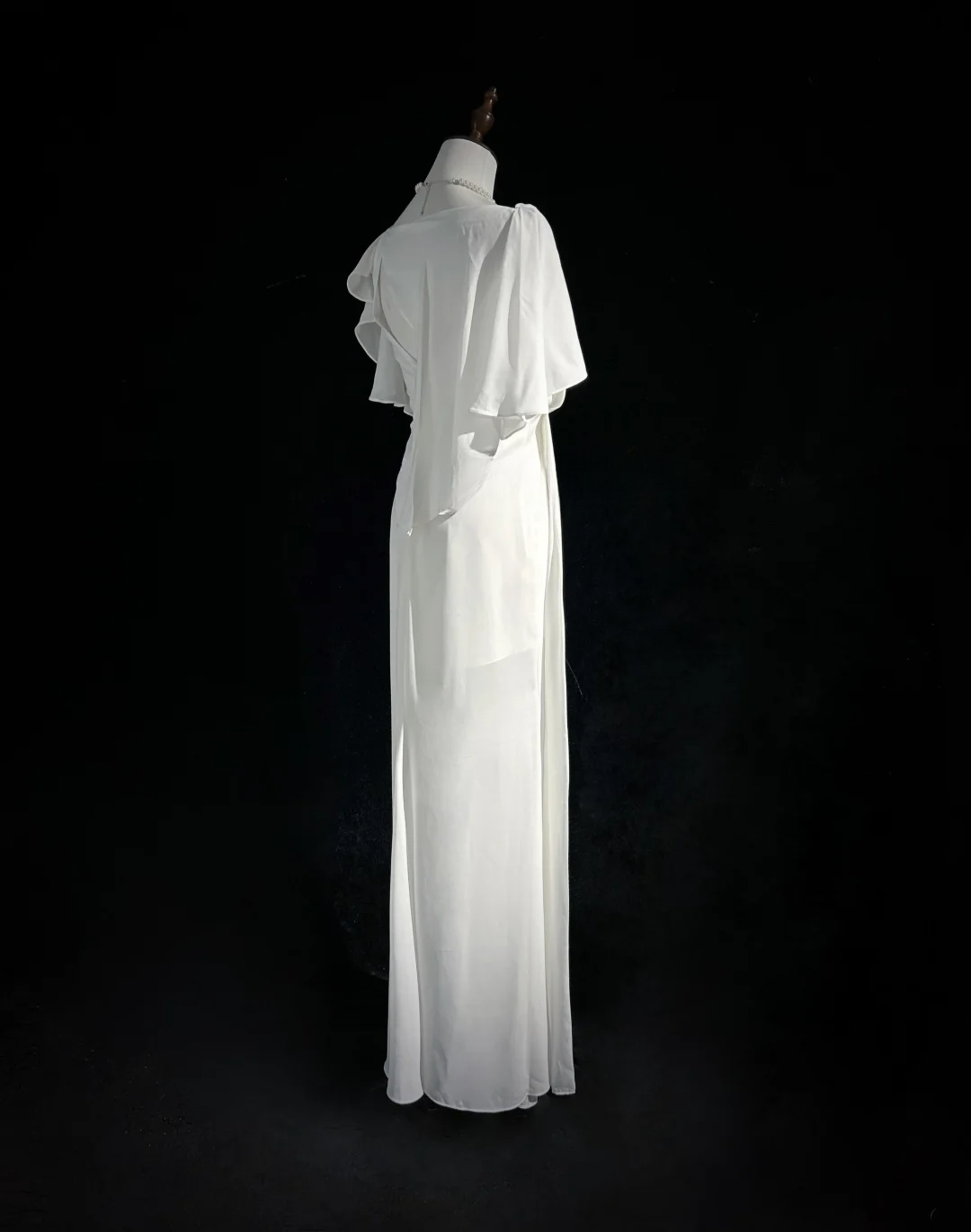 Vestido de novia vintage de corte sirena, escote cuadrado, de gasa blanca, largo, estilo retro, modesto, DH2674