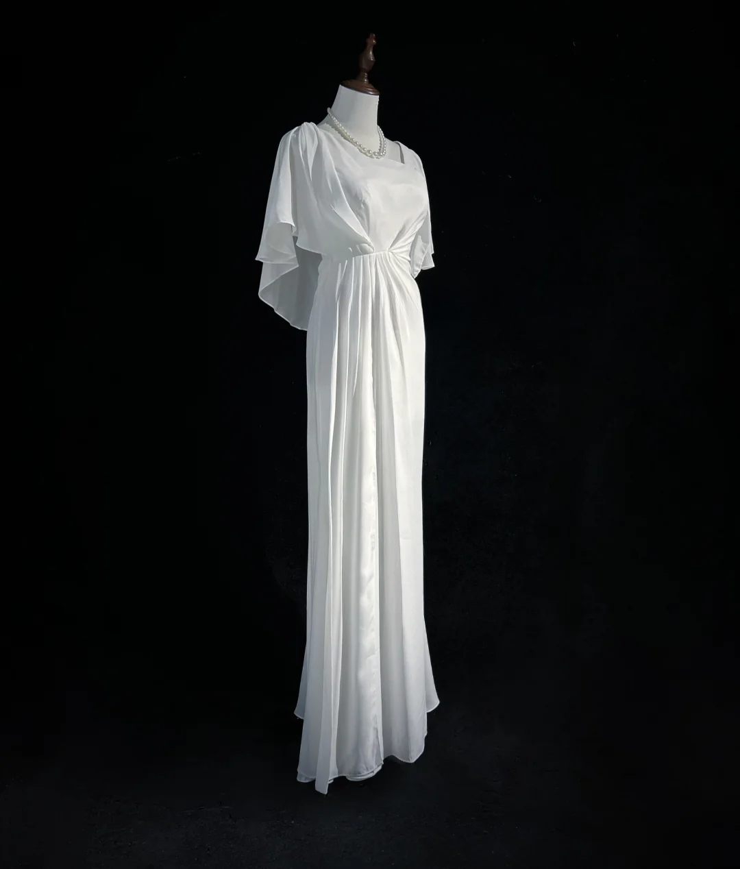 Vestido de novia vintage de corte sirena, escote cuadrado, de gasa blanca, largo, estilo retro, modesto, DH2674