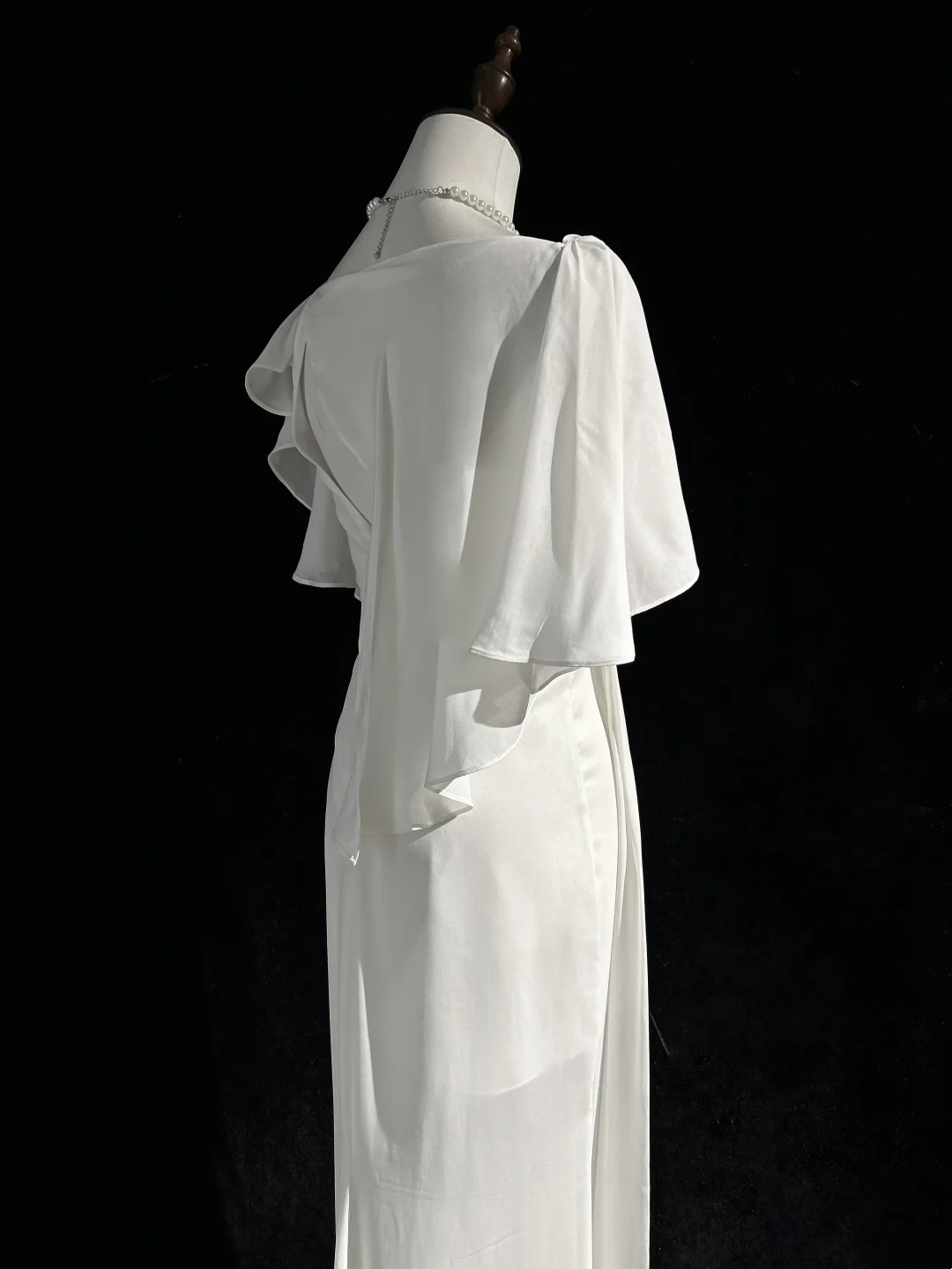 Vestido de novia vintage de corte sirena, escote cuadrado, de gasa blanca, largo, estilo retro, modesto, DH2674