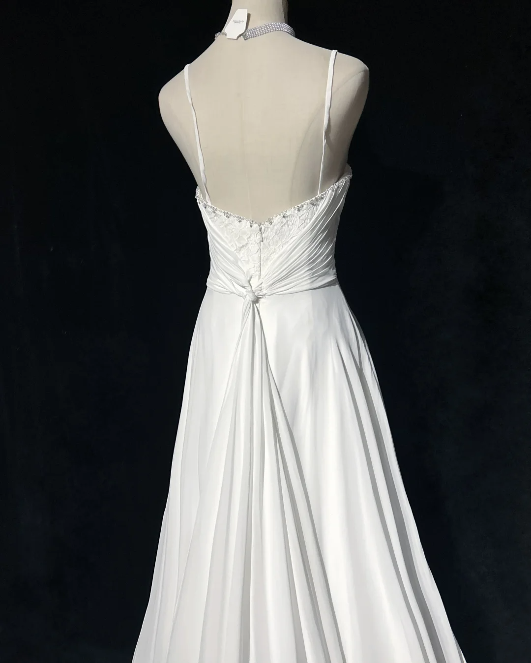 Vestido de novia vintage, corte A, tirantes finos, de gasa blanca, largo, estilo retro, modesto, DH2675