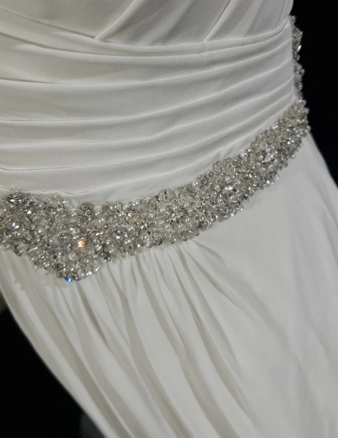 Vestido de novia vintage, corte A, escote corazón, gasa, cuentas plateadas, blanco, largo, estilo retro, modesto, DH2678